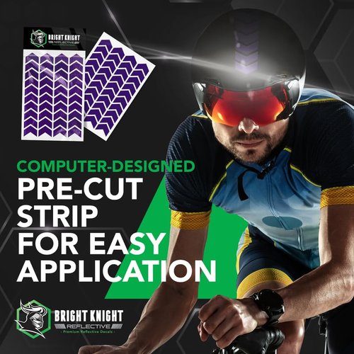 Chevron Hard Hat Reflective Stickers, 1" Purple Acyclic Adhesive Vinyl Tape Made with 3M Reflector Tape, Bicycle Helmet Reflective Tape Outdoor Waterproof for High-Visibility at Night