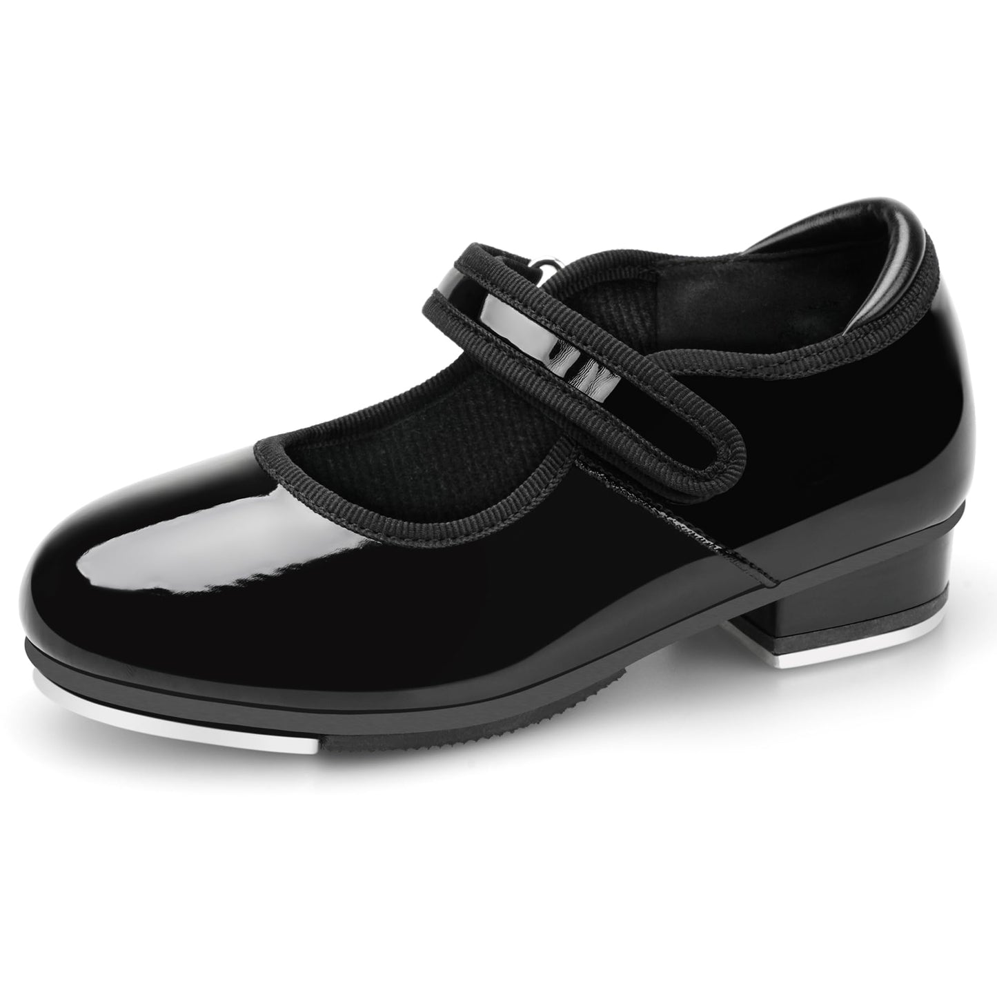 Stelle Tap Shoes for Girls Toddler PU Tap Dance Shoes for Toddler/Little Kids/Big Kids(Black,9MT)