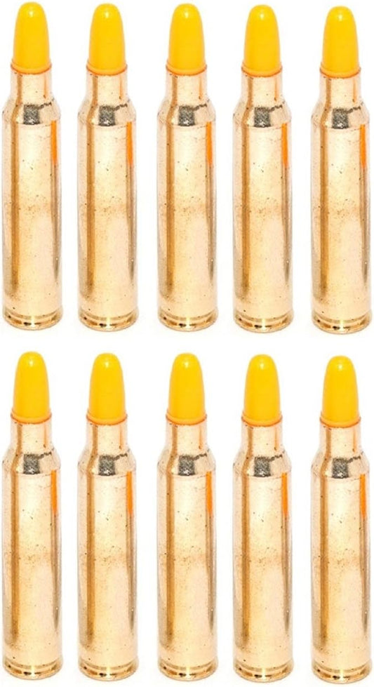 St Action Pro Pack of 10 Inert .223 REM Remington 5.56 NATO M16 AR-15 Rifle Orange Safety Trainer Cartridge Dummy Ammunition Ammo Shell Rounds with Brass Case