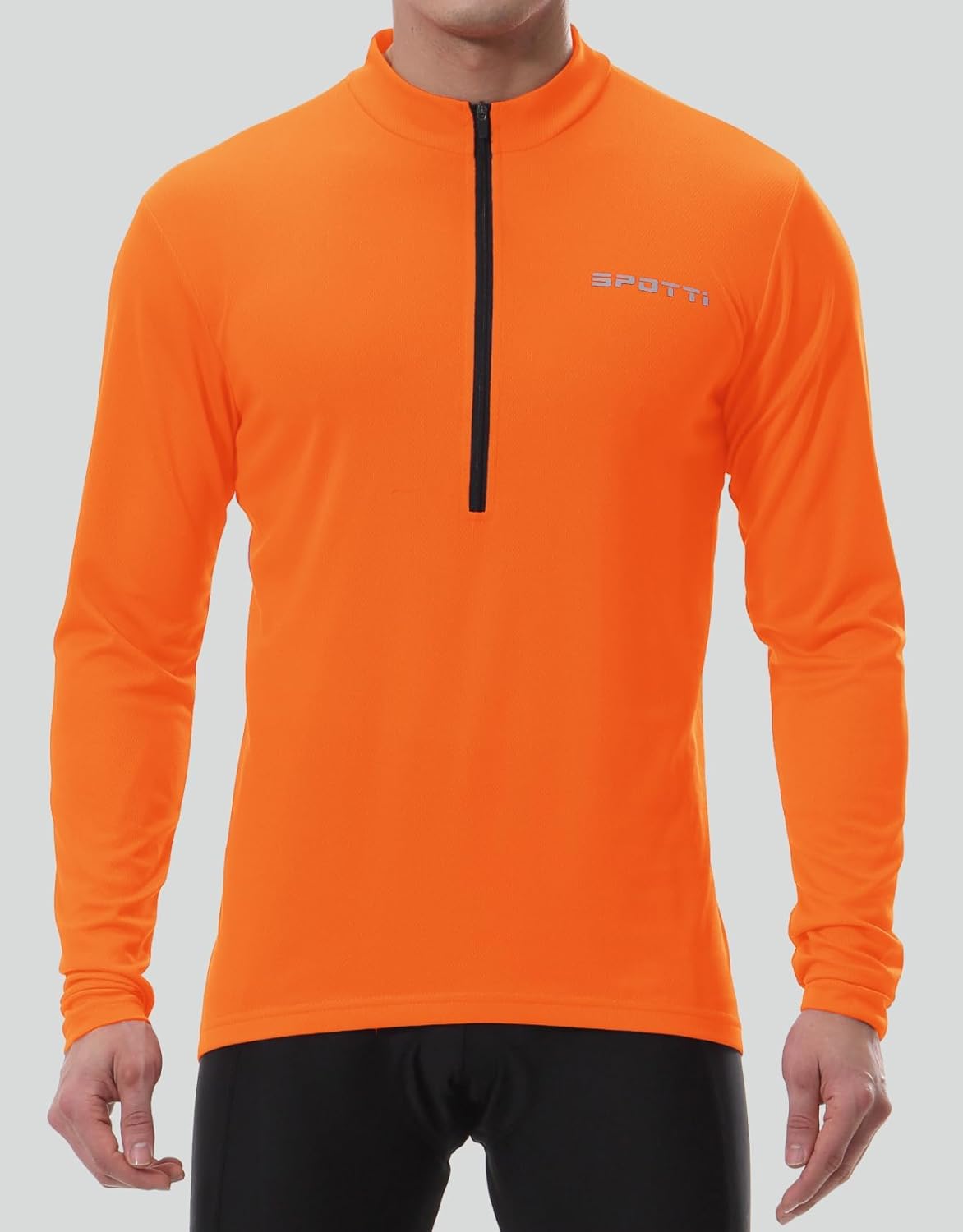 Spotti Men's Cycling Bike Jersey Long Sleeve with 3 Rear Pockets - Moisture Wicking, Breathable, Quick Dry Biking Shirt