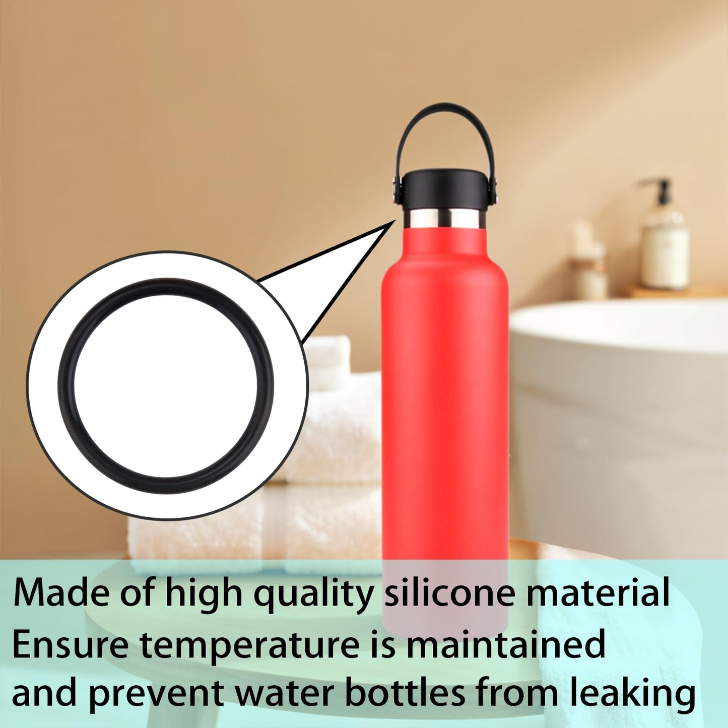 6-Pack Rubber Gasket Compatible with Hydro Flask Bottle - Standard Mouth Replacement Rings for 18 oz, 21 oz, 24 oz Bottles