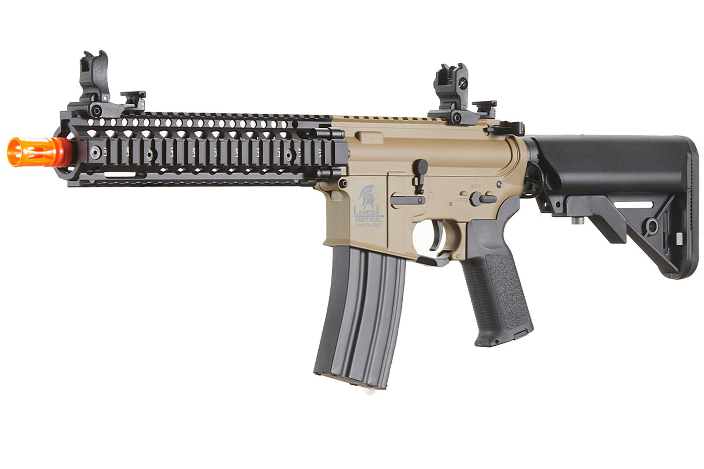 Lancer Tactical Gen 2 Raider Durable M4 Airsoft Gun w/Steel Front Rail, Grip & High Speed Mid Mag- 9.6v Nimh 1600 mAh Battery, Charger, and 1000 Rounds 0.20g BBS Included (Two-Tone)