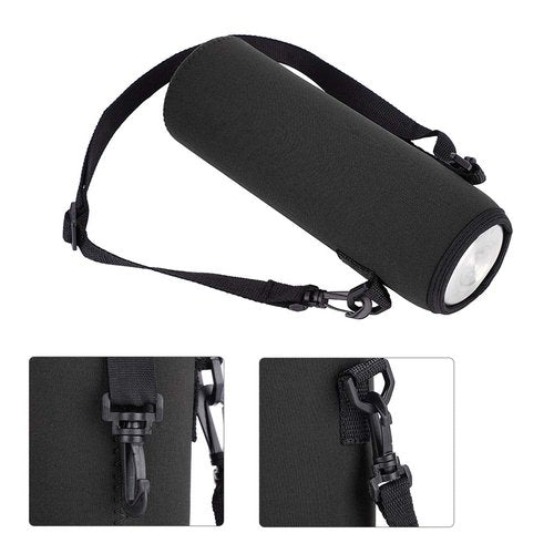 Outdoor Sports Water Bottle Bag, Wearable Colorfast Thermal Water Bottle Case Cover Sleeve with Strap (Black) Water Bottle Sling Holder