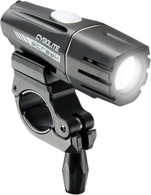 Cygolite Streak– 450 Lumen Bike Light– 5 Night Modes & Daytime Flash Mode– Compact & Durable– IP67 Waterproof– Secured Hard Mount– USB Rechargeable Headlight– for Road & Commuter Bicycles , Black