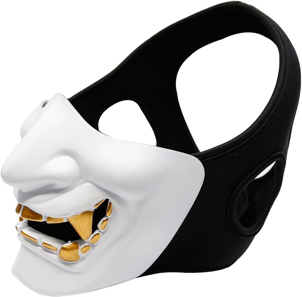 ATAIRSOFT Halloween Costume Cosplay BB Gun Evil Demon Monster Kabuki Samurai Hannya Oni Half Cover Airsoft and Prop Mask