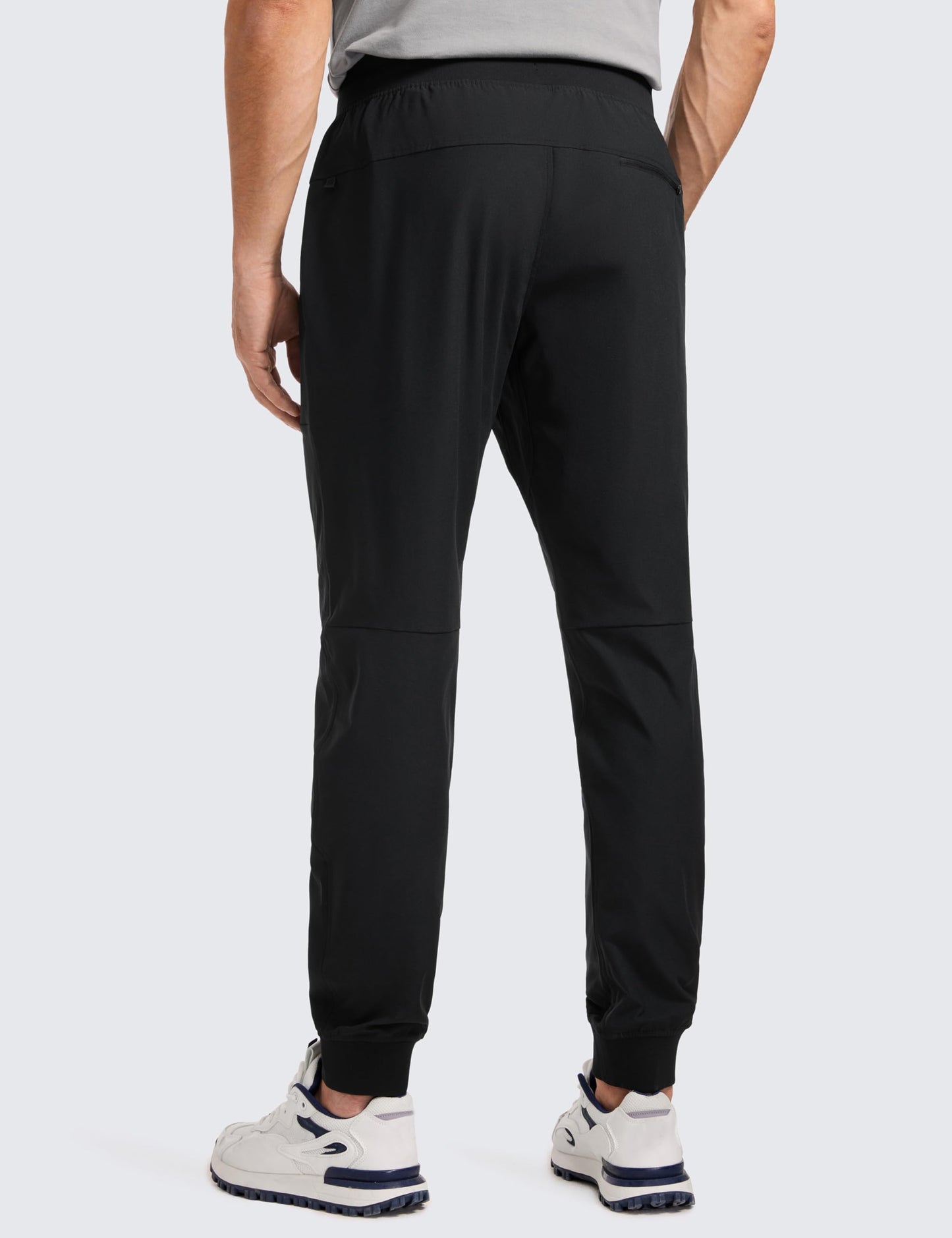 CRZ YOGA All Day Comfy Pull-On Golf Joggers for Men 30" - Quick Dry Lightweight Work Casual Pants with Pockets Black Large