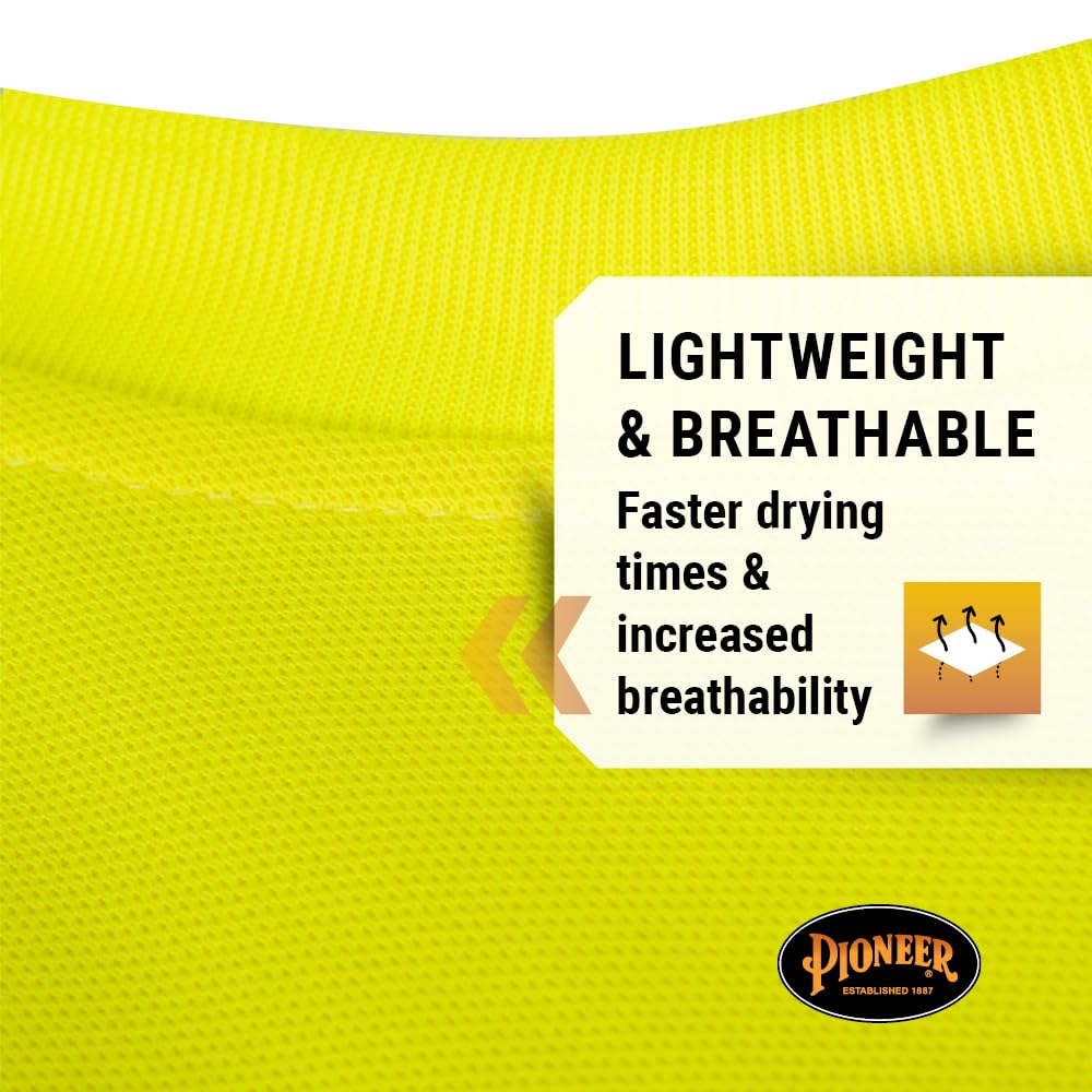 Pioneer Hi Vis Sleeved Cooling Shirt - Class 3 Safety Long Sleeve - for Construction, Roadway, Traffic