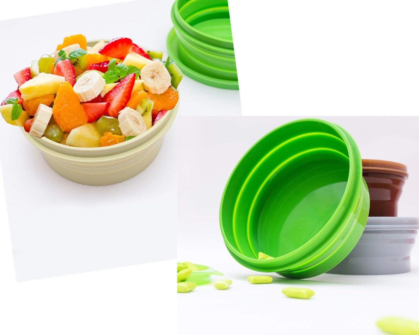 IYYI ME.FAM Silicone Collapsible Bowl with Lid - 800ML Folding Travel Bowl for Camping, Hiking - Heat Resistant