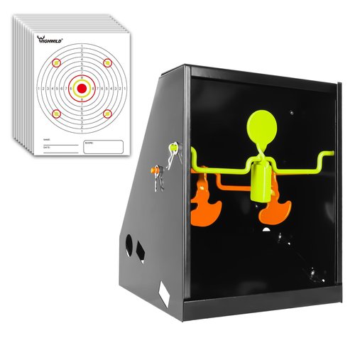Highwild BB Trap Pellet Collector Resetting Target (Airgun Only) with 10pcs 7" X 9" Paper Targets and 3 Spinner Targets