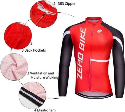 Men's Breathable Long Sleeve Cycling Jersey - Soft Polyester for Outdoor Sports
