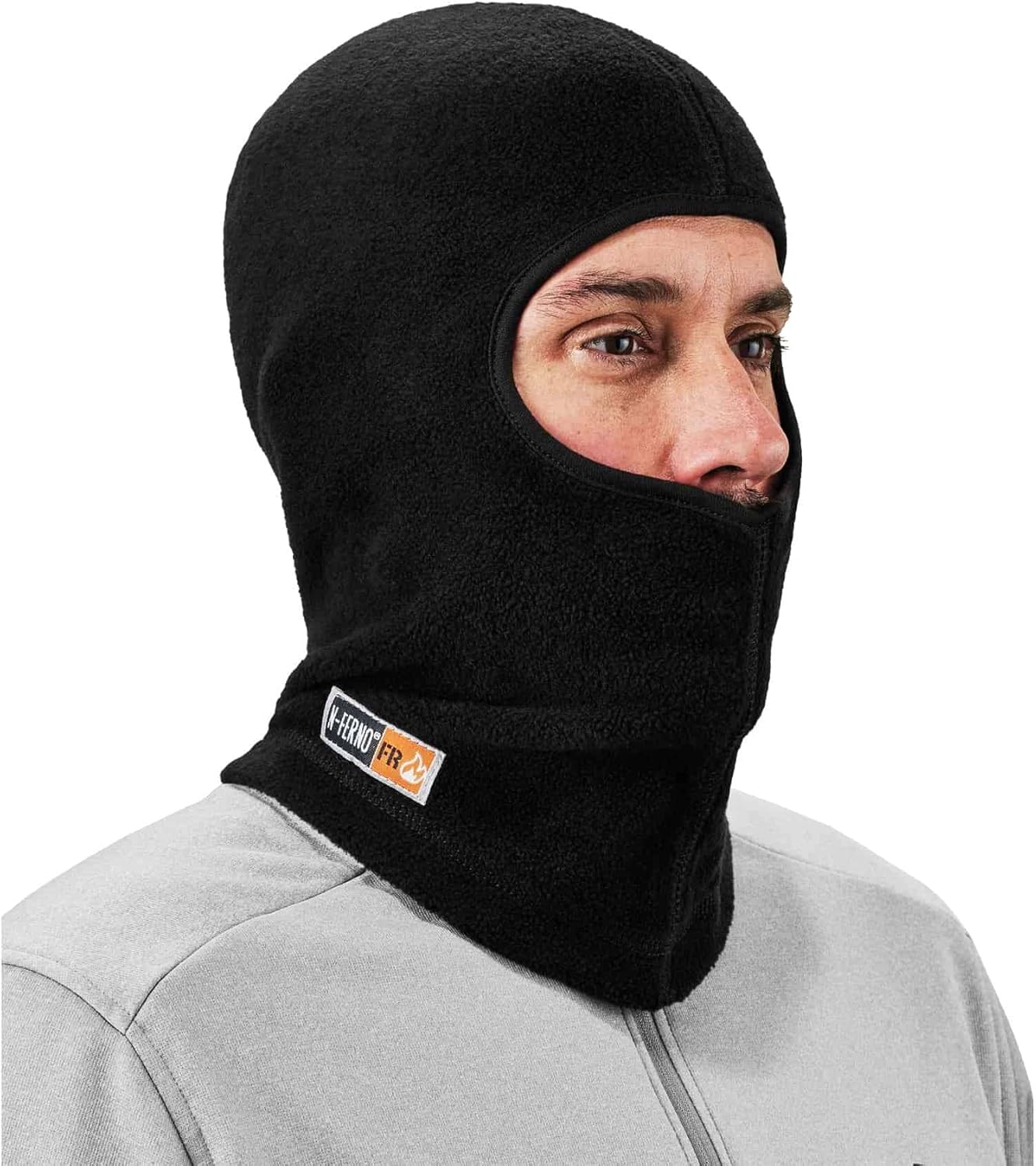 FR Rated Balaclava, Winter Face Mask, Thermal Fire Resistant Modacrylic Fleece, Ergodyne N-Ferno 6828,Black