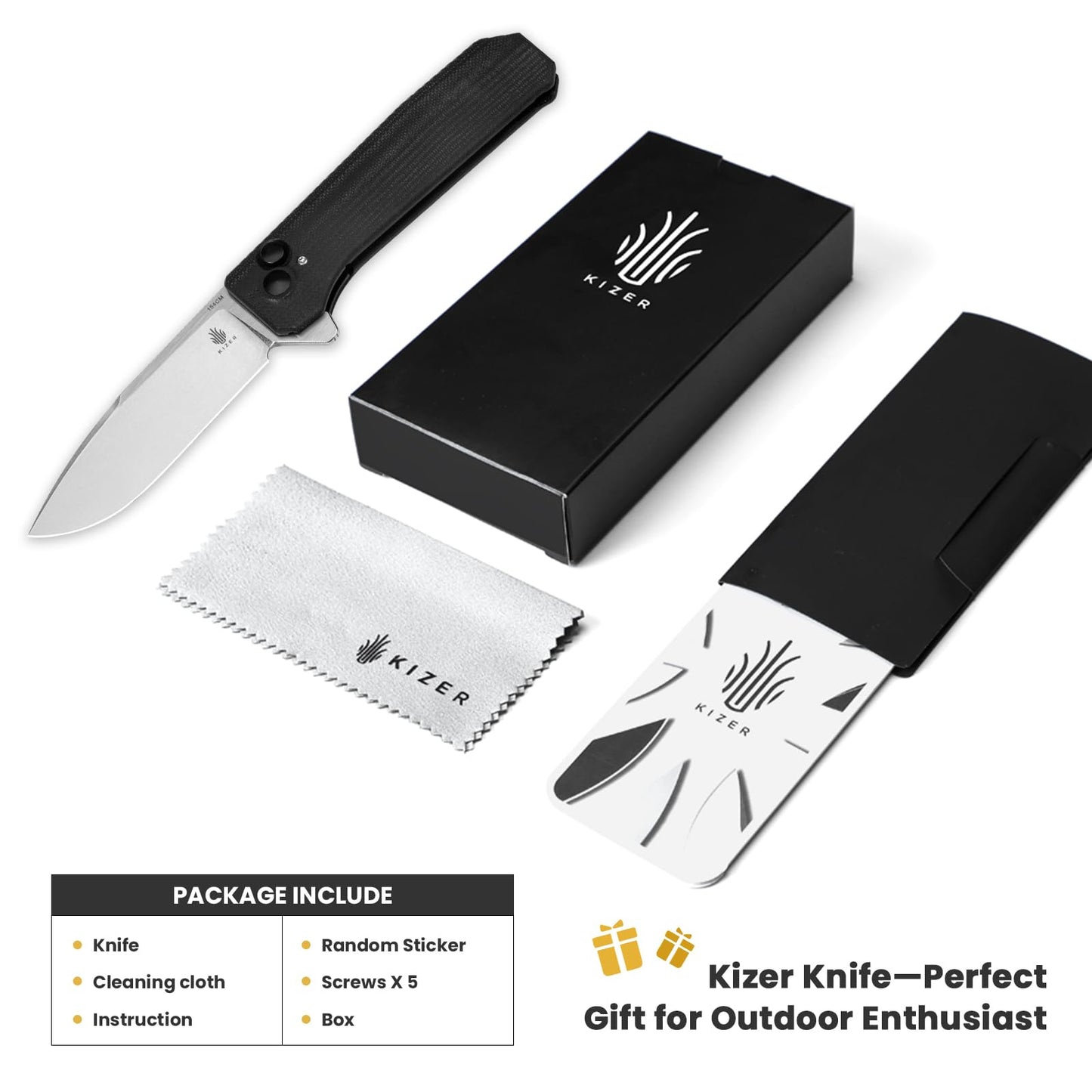 Kizer Brat Folding Knife, 3.5 Inches Stain 154CM Steel Blade EDC Pocket Knife G10 Handle Flipper Opener V3630C1
