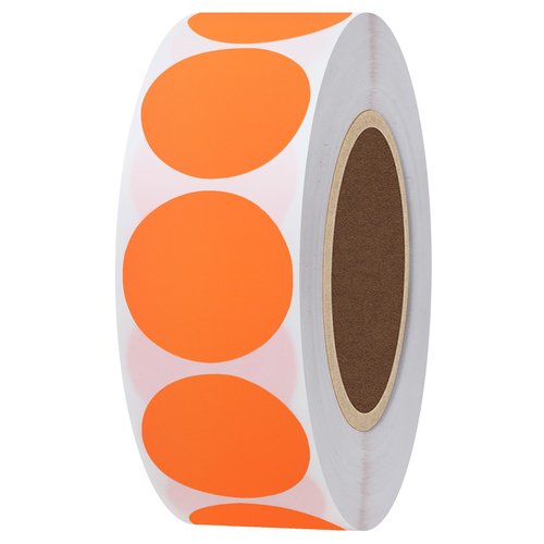 Hybsk 1 Inch Round Blank Fluorescence Green Shooting Target Pasters | Total 1,000 Adhesive Target Dots Per Roll (Fluorescent Orange)