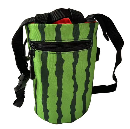 Chalk Bag for Rock Climbing - Bouldering Chalk Bucket with Quick-Clip Belt, Zipper Pocket and Brush Holder (Watermelon) (Watermelon)