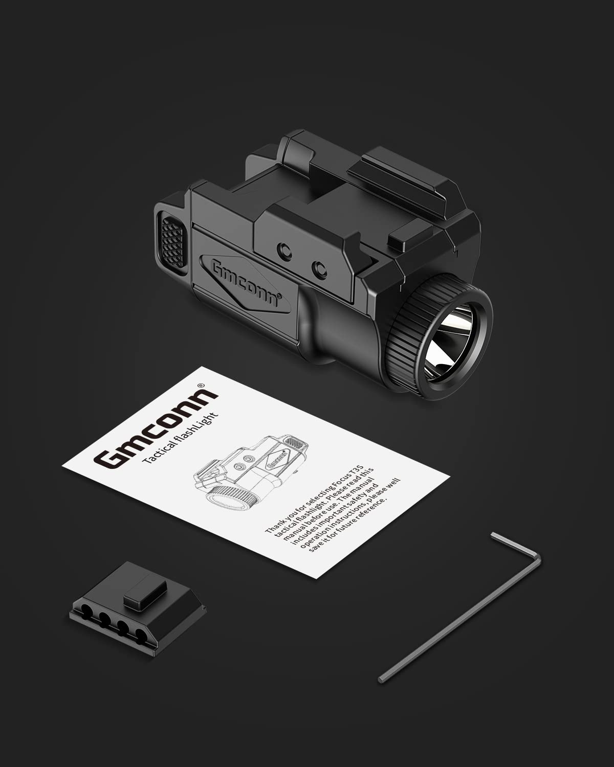 Gmconn 700 Lumen Pistol Light, Compact Adjustable Rail Mounted Flashlight Mini Weapon Light with Strobe Mode for Picatinny MIL-STD-1913, Glock (700 Lumen)