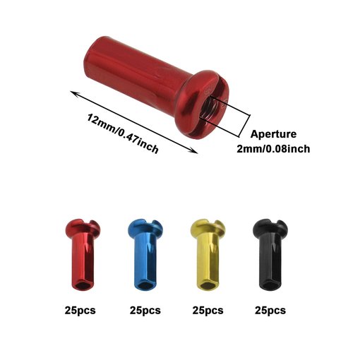 LT Easiyl 100pcs Bike Wheel Spoke Nipples Bicycle Spoke Protector for Mountain Bike Road Bike 14G / 2mm Dia Steel Spoke Black Red Blue Gold Cycling Replacement Accessories