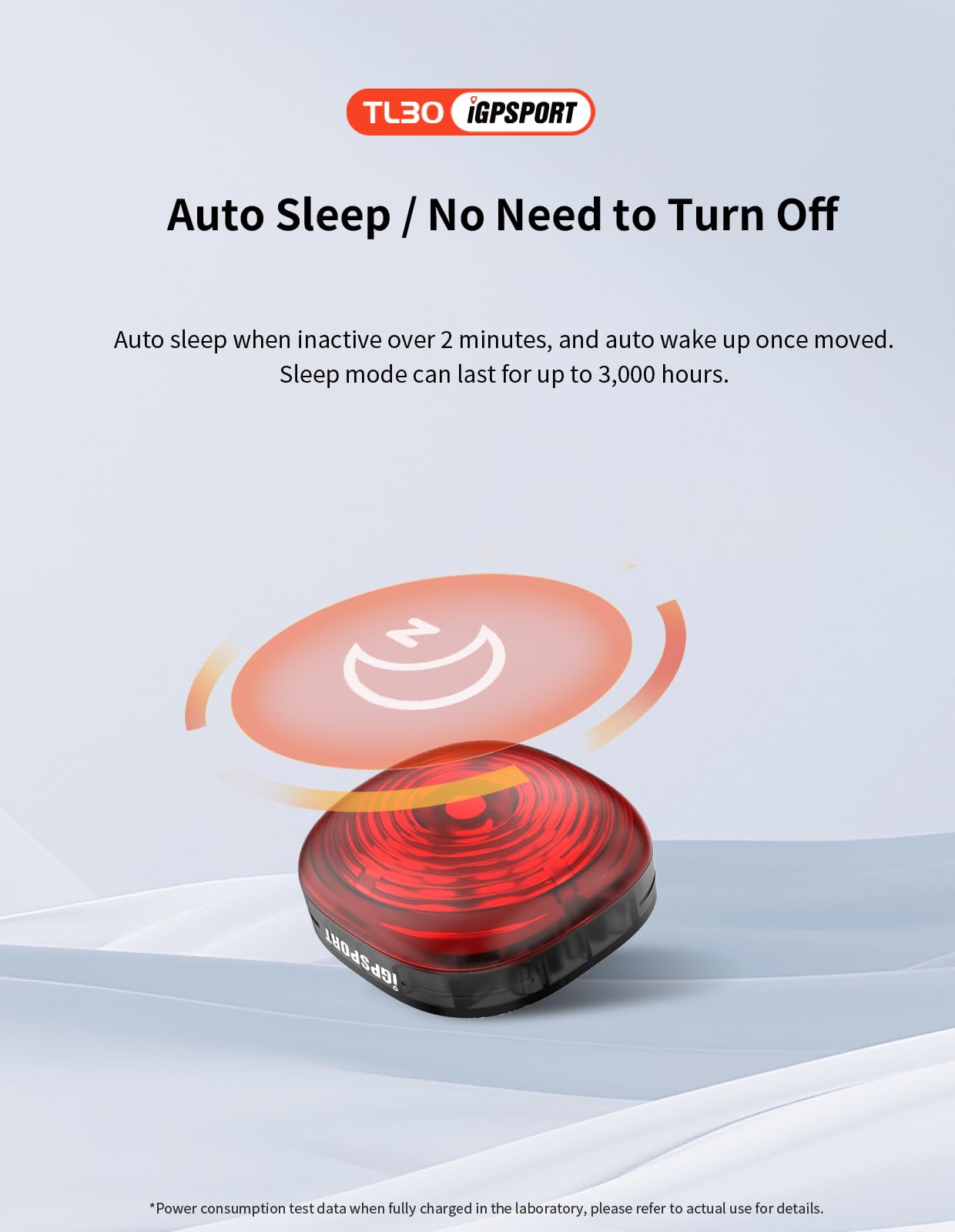 iGPSPORT TL30 Smart Rear Bike Light, Bluetooth 6 Modes Rechargeable 50H Run Time IPX7 Waterproof Bicycle Tail Light