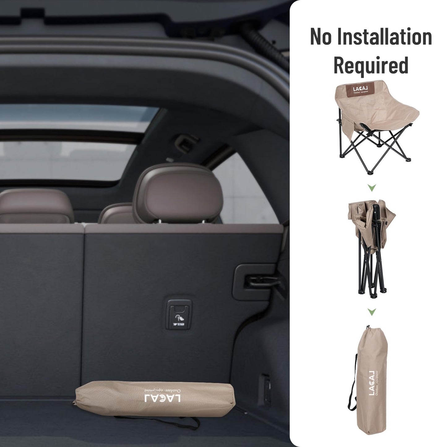 G2 GO2GETHER Portable Camping Chair, Outdoor Folding Chair, Oxford Cloth Backpacking Chair with Aluminum Frame,264lbs Support,No Installation Required(Khaki Cotton Padded,2 Pack)