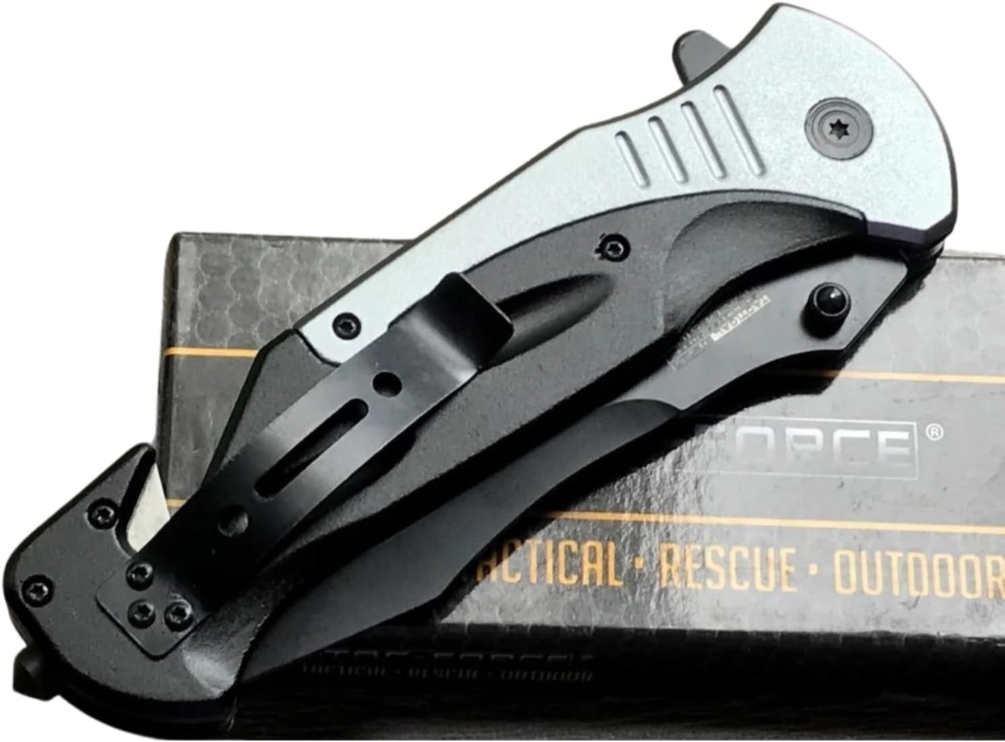 TAC-FORCE Extra Large Grey 10.5" Every Day Carry Hunting, Outdoor Rescue Style Folding Pocket Knife