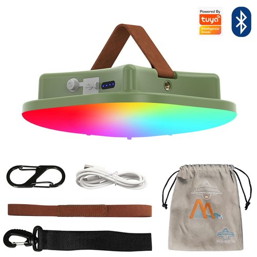 MOSLIGHTING Camping Lantern Rechargeable,LED Smart Light Bluetooth Control by Tuya APP,Music Sync RGB LED Camping Lights,16500mAh Outdoor Light with Magnet Base,16 Million DIY Colors Tent Lights ly01