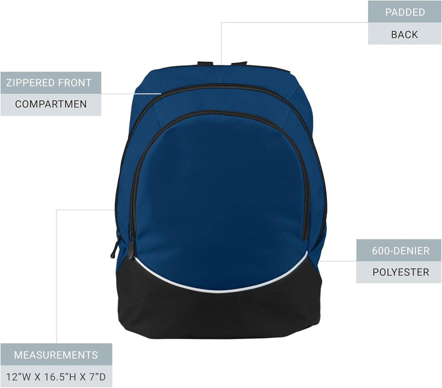 Tri-Color Large Backpack for Sports & Travel - Purple/Black/White by Augusta Sportswear