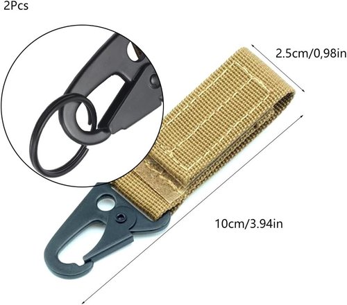 Backpack Keychain Duty Belt Key Holder Tactical Keychain Accessories Molle Webbing Buckle Metal EDC Carabiner Clip Pack of 2