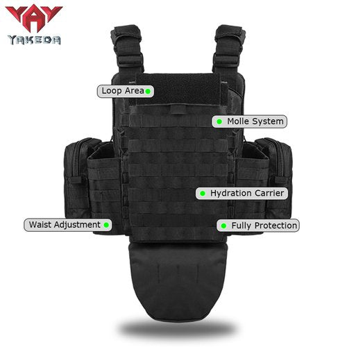 YAKEDA Outdoor Removable CS Training Vest, Molle Breathable Training Quick Adjustable Game Vest (US, Alpha, One Size, Regular, Regular, Black)