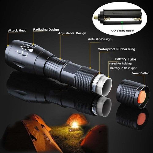 LED Flashlight 2 Pack, Small Flashlights High Lumens with 5 Modes, Waterproof Zoomable Tactical Flash Light for Camping Biking Hiking Outdoor Home Emergency, Camping Essentials Gear