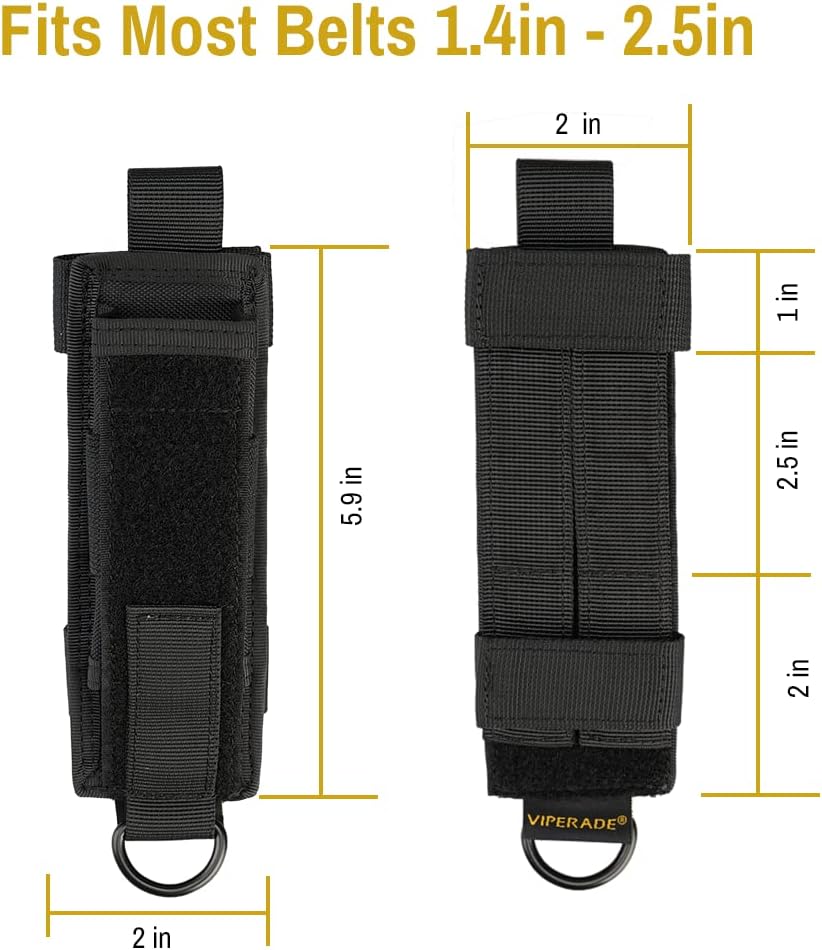 VIPERADE Tactical Flashlight Holster, Molle Flashlight Holder for Belt, Flashlight Pouch, Open Top Flashlight Holder for Vertical & Horizontal Carrying