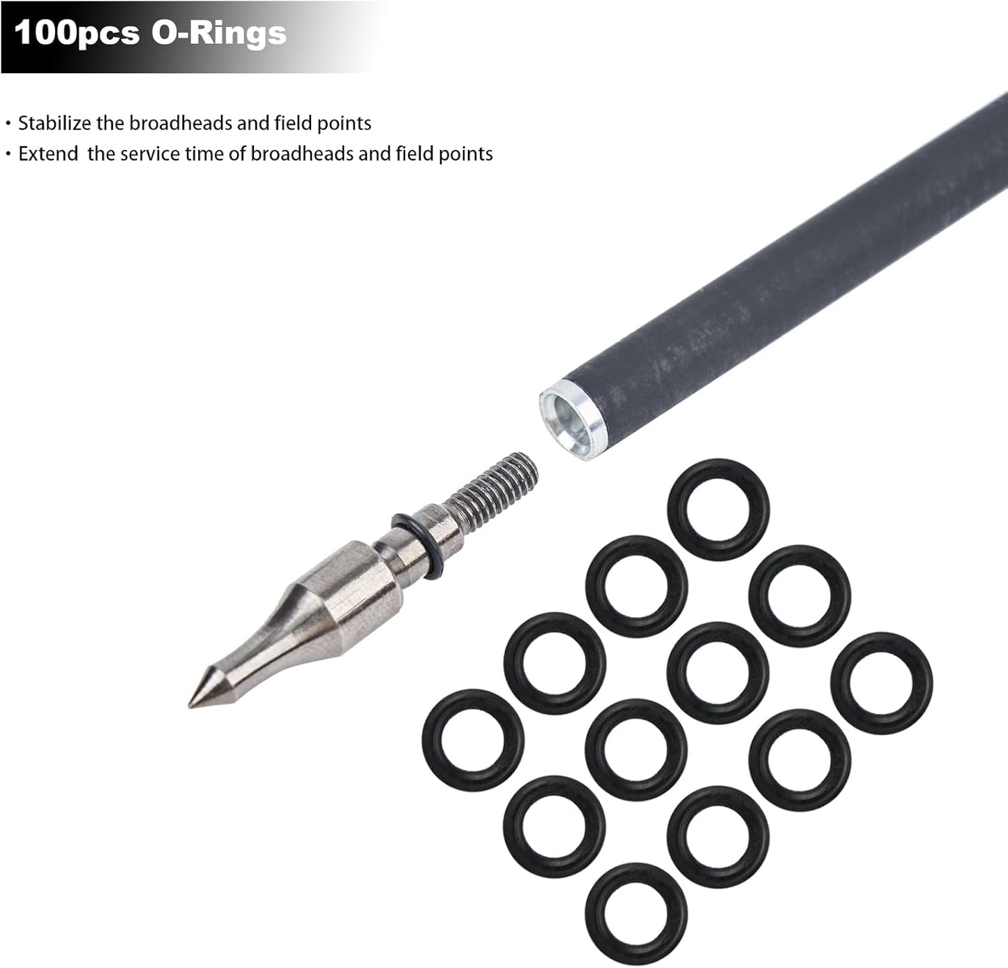 TOPARCHERY 100pcs 1/4 Inch O-Rings Specifically for Broadhead Replacement Rubber Bands Hunting Shooting Target