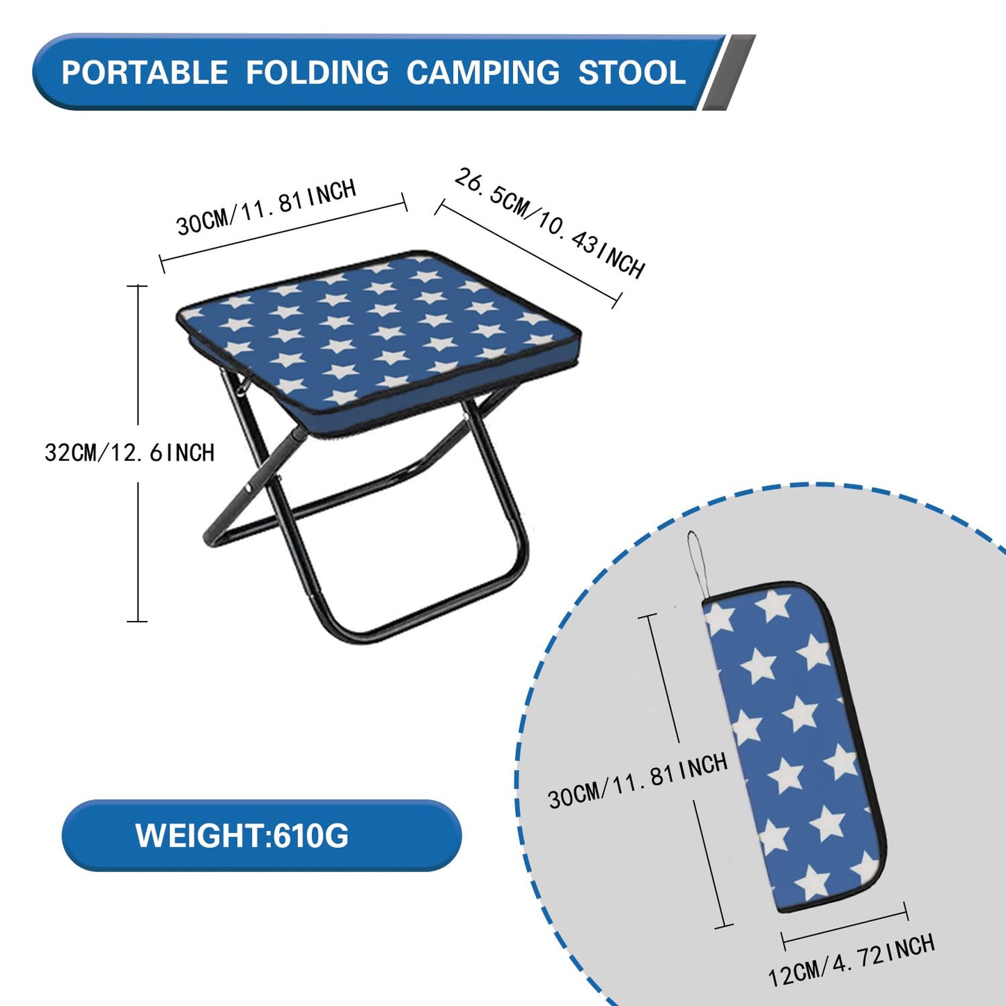 ACTANCEN Collapsible Chair Portable Folding Stool with Carry Bag, 1.35Lbs Small Foldable Adults Camp Seat for Travel/Camping/Hiking/Fishing/Picnic/Barbecue