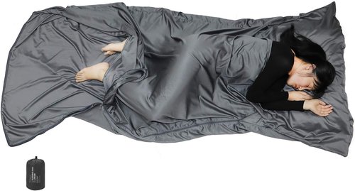 Browint Premium Silky Sleeping Bag Liner with Two-Way Zippers, 87"x41" Extra Wide Adult Sleep Sack for Hotel, Breathable Lightweight Travel Sheet, Multifunctional Bed Sheet for Camping, All Seasons