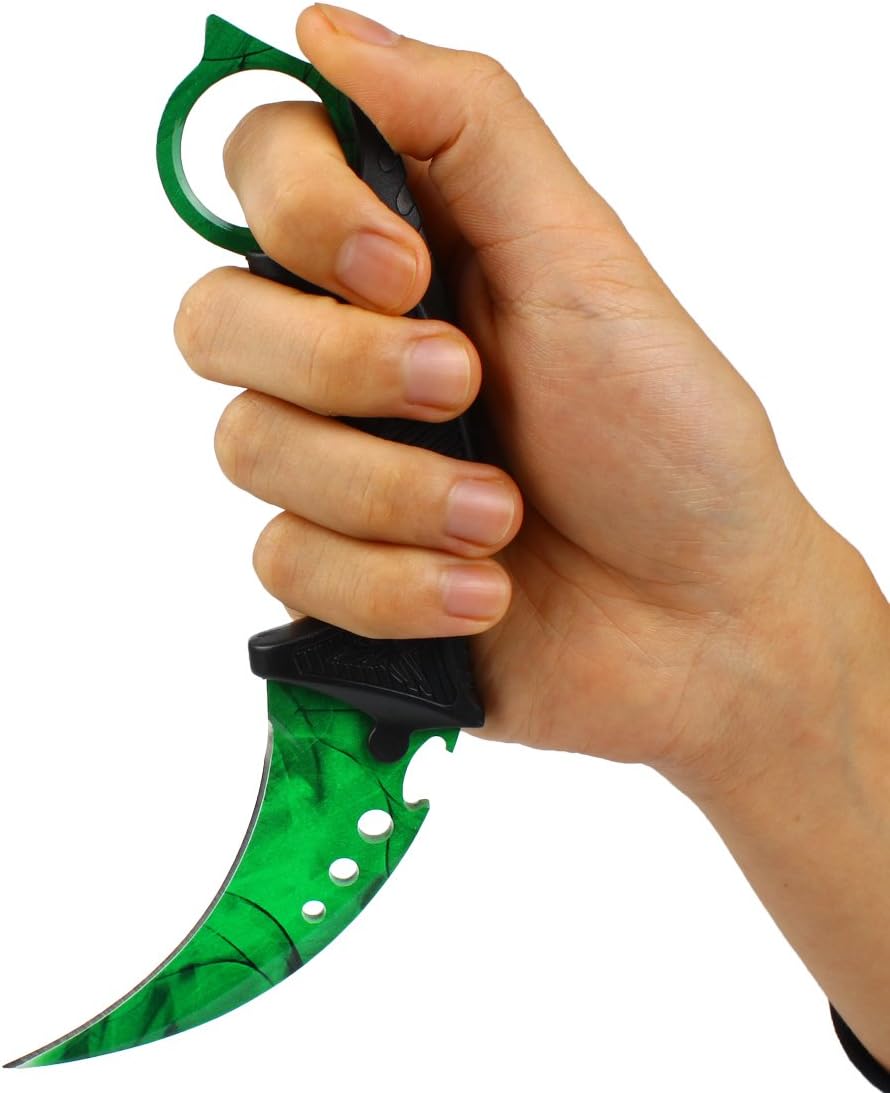 Andux Karambit with Holes Camping Hunting Tool with Cord ZD-02 (Grass Green)