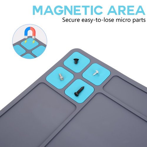 BOOSTEADY Gun Cleaning Mat, Pistol Mat, Anti-Slip Rubber Gun Mat, Magnetic Pistol Cleaning Pad with Integrated Box 15.9" x 9.8"（Gray）