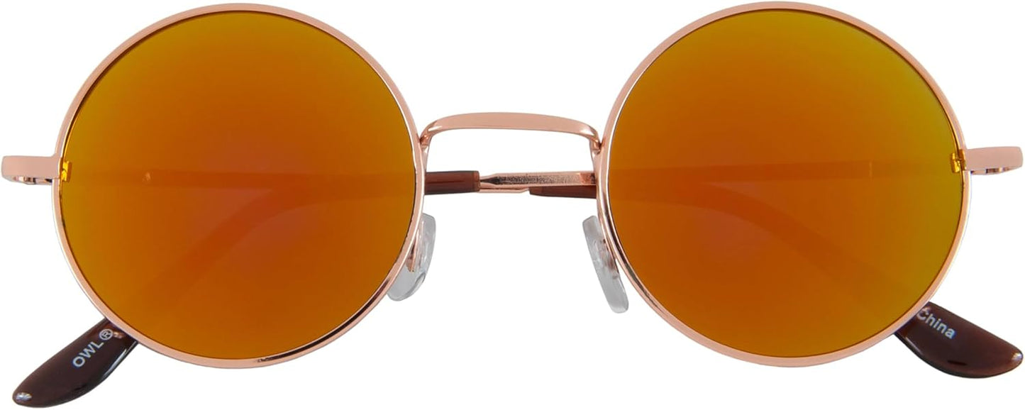 OWL Round Sunglasses Metal Frame Hippie Sunglasses UV400 Polycarbonate Circle Lens John Lennon Sunglasses for Men Women