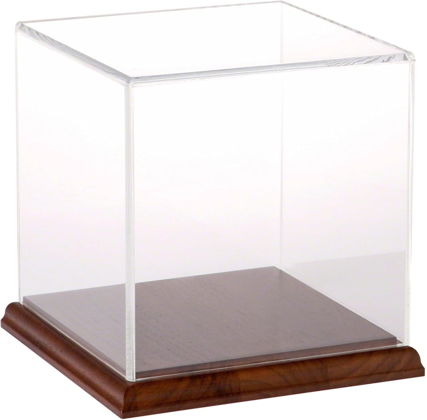 Plymor Clear Acrylic Display Case with Hardwood Base, 6" x 6" x 6"