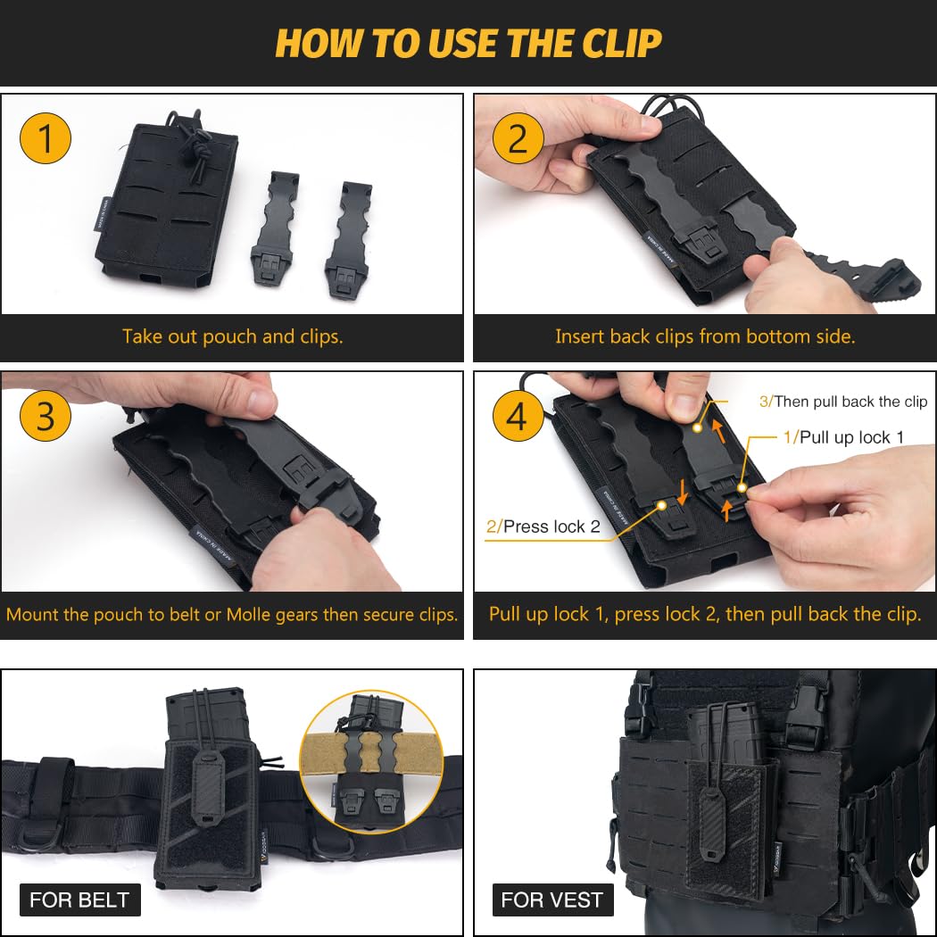 IDOGEAR Tactical Phone Pouch Molle Magazine Pouches Universal Utility Smartphone Holster Bag Outdoor EDC Waist Pouch Compatible with Phones Up to 6.8 Inches 500D Nylon (Black)