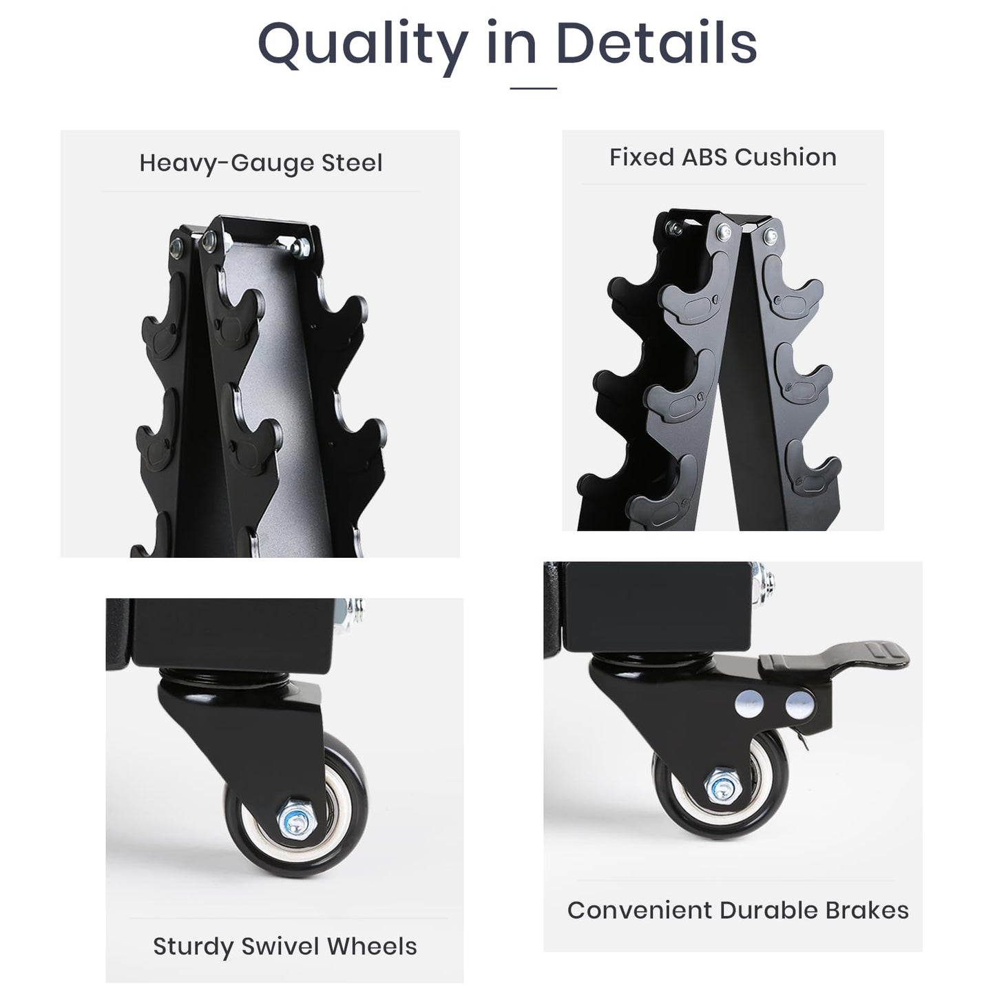 LIONSCOOL Premium Dumbbell Rack Only, with Side Racks for Neoprene/Vinyl Coated Dumbbells Only (Small, 200 LBS)