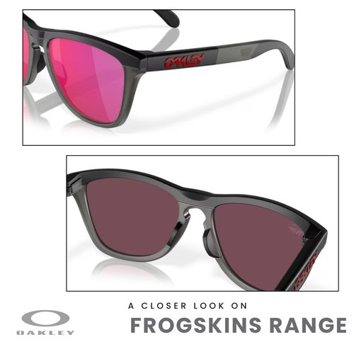 OAKLEY Frogskins Range OO9284 928413 55MM Matte Black/Matte Grey Smoke/Prizm Road Square Sunglasses for Men For Women+ Bundle Accessory Leash Kit, Microfiber Pouch