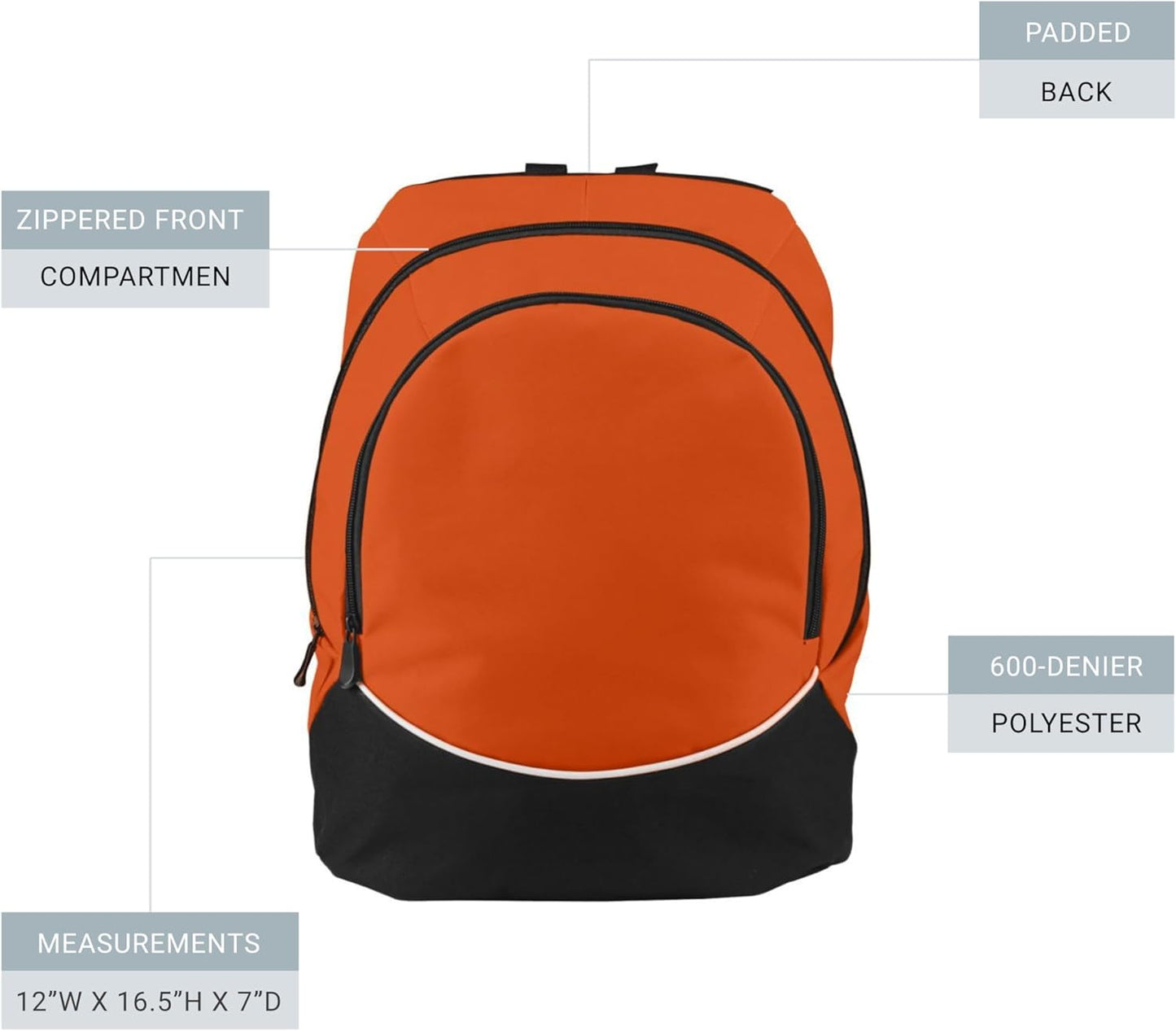 Tri-Color Large Backpack for Sports & Travel - Purple/Black/White by Augusta Sportswear