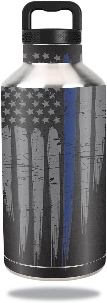MightySkins Skin Compatible with Ozark Trail Water Bottle 64 oz wrap Cover Sticker Skins Thin Blue Line