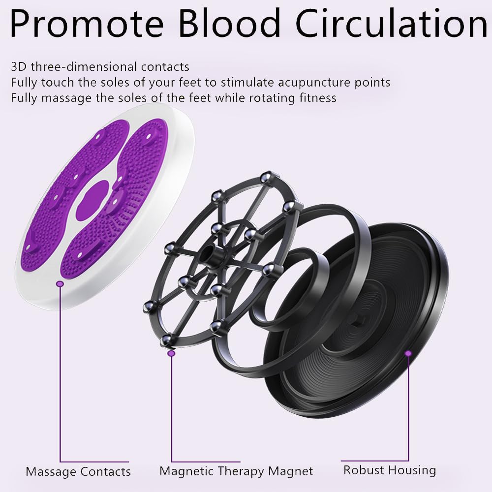 Ab Twist Waist Disc Board,Waist Twister for Women Belly Fat with Handles,Waist Slimming Balance Rotating Disc with Massage Foot Sole for Slimming Waist Arms Hips and Thighs (Purple)