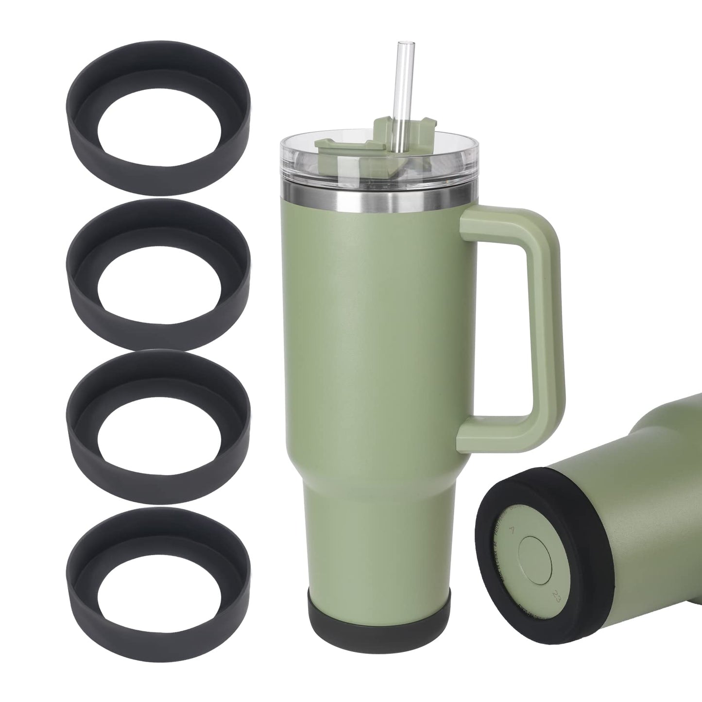 4 PCS Bottle Covers for Stanley Adventure Quencher Tumbler 40oz, Anti-Slip Silicone Boot, Accessories for Stanley Cup