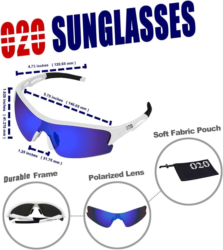 O2O Polarized Sports Sunglasses for Running Jogging Baseball Softball Men Women Teens Youth