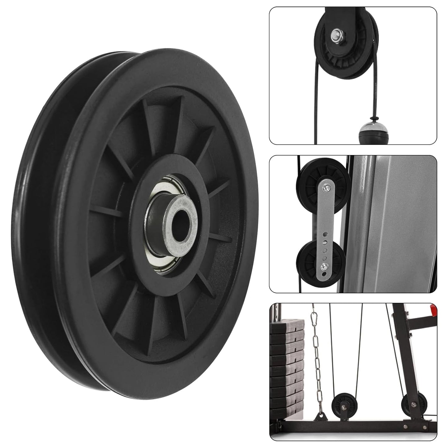 90mm(3.54inch) Universal Bearing Pulley Wheel for Cable Machine Gym Equipment Part Garage Door (2 PCS)