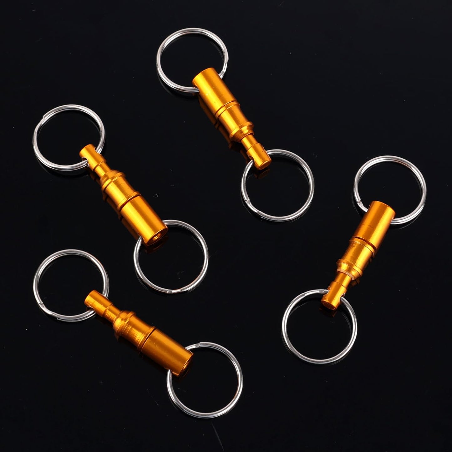 4pcs Quick Release Keychain, Iron Brass Alloy Detachable Keychain Pull Apart Key Chain Quick Release Key Ring Snap Separate Detachable Key Ring Quick Disconnect Keychain (Yellow)