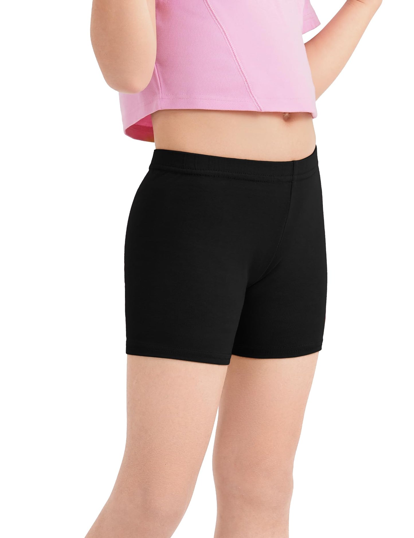 Somaibo 3 Pack Girls Bike Shorts Kids Cartwheel Basic Cotton Under Dress Biker Shorts for Running Dance 9-10 Years Black