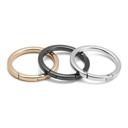 DEVPSISR 4pcs Flat Trigger Spring O Rings,Metal Keychain Ring Round Carabiner Clips for Keyrings Buckle, Bags,Purses(Gold,1 1/2 inch)