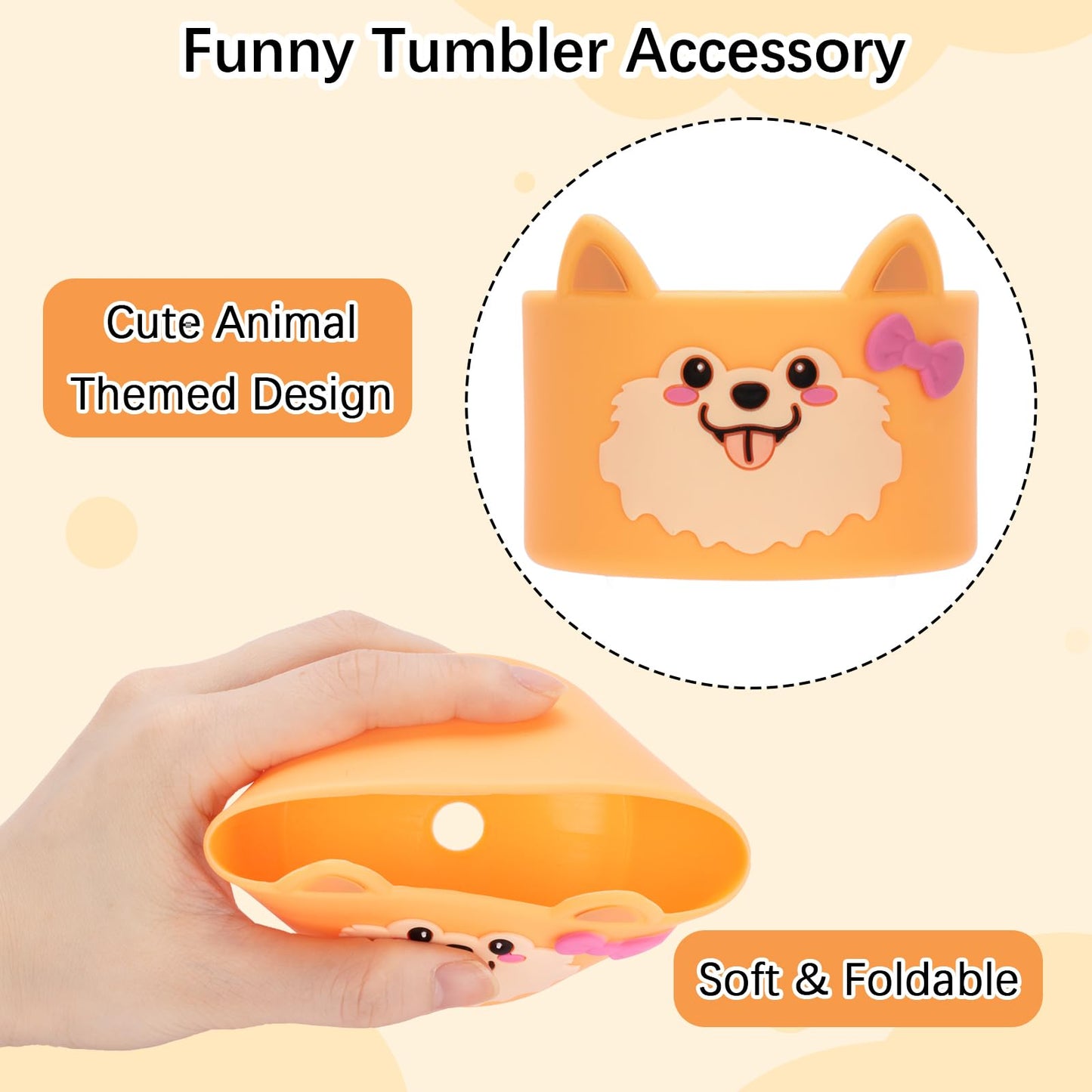 AGIFTMIND Silicone Boots for Stanly Cup 20/30/40 oz, Bottom Protector for Tumblers, Animal-Themed Boot for Stanly Cup Accessories (1P, OrangeDog)