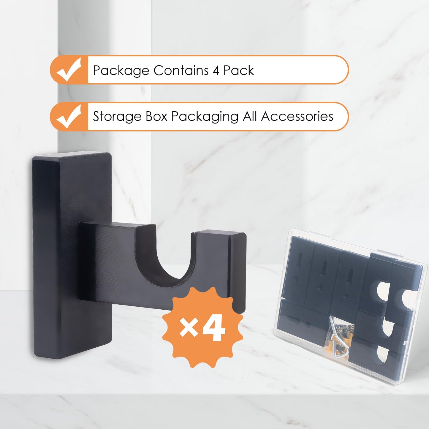 JstFrU 4 Piece Hockey Stick Rack,Wall Mount Hockey Stick Holder,Ice Hockey Stick Hangers for Horizontal Display,Holds 2 Hockey Sticks,Space Saving,Black, RX-3021